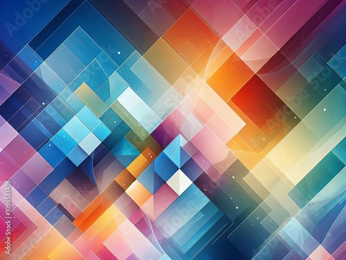 Abstract geometric shapes in vibrant gradient colors with transparency and overlapping elements photo