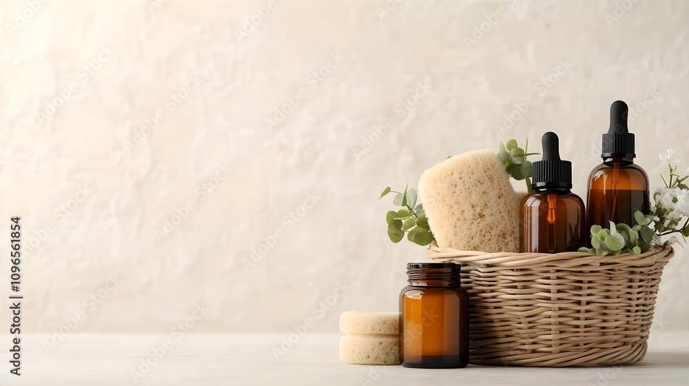 Naklejka premium Natural Spa Products in Basket