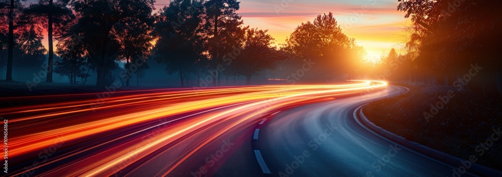 Sunset Drive with Motion Blur Sunset Drive with Motion Blur