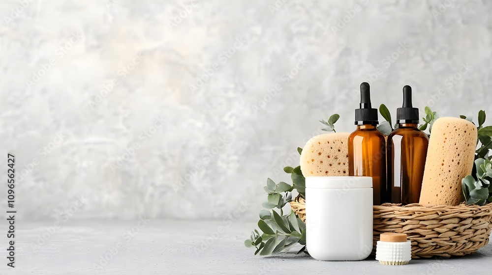 Naklejka premium Natural Spa Products in Basket