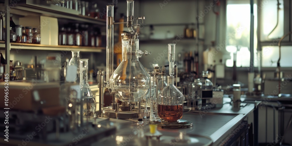 A gas chromatography laboratory with equipment in operation A gas chromatography laboratory with equipment in operation