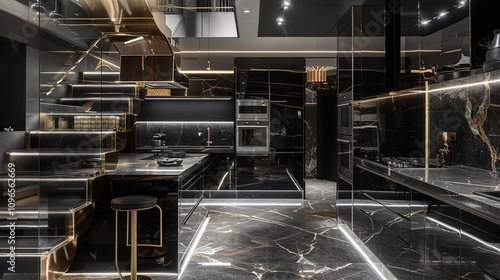 Wallpaper Mural Elegant Luxury Penthouse - Spacious Open-Plan Design with Chic Kitchen, Inviting Living Space, and Breathtaking City View Panoramic Windows Torontodigital.ca