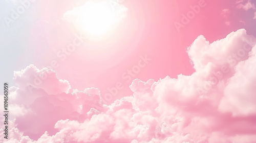 Fototapeta Naklejka Na Ścianę i Meble -  A dreamy Valentine's Day scene with a pink sky and white clouds, evoking sweet thoughts of love and happiness.