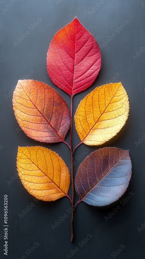 Obraz premium Autumnal Leaf Arrangement: A Celebration of Fall Colors and Leaf Details