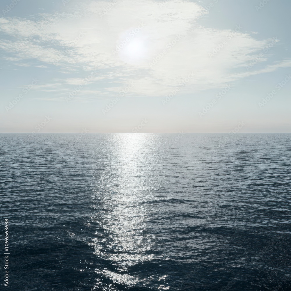 Obraz premium Serene Ocean View: A Vast Expanse of Calm Water Under a Cloudless Sky