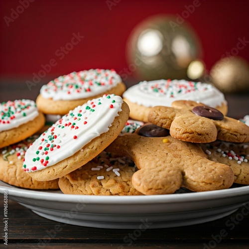 Wallpaper Mural A plate of assorted Christmas cookies, including gingerbread men and sugar cookies. Torontodigital.ca