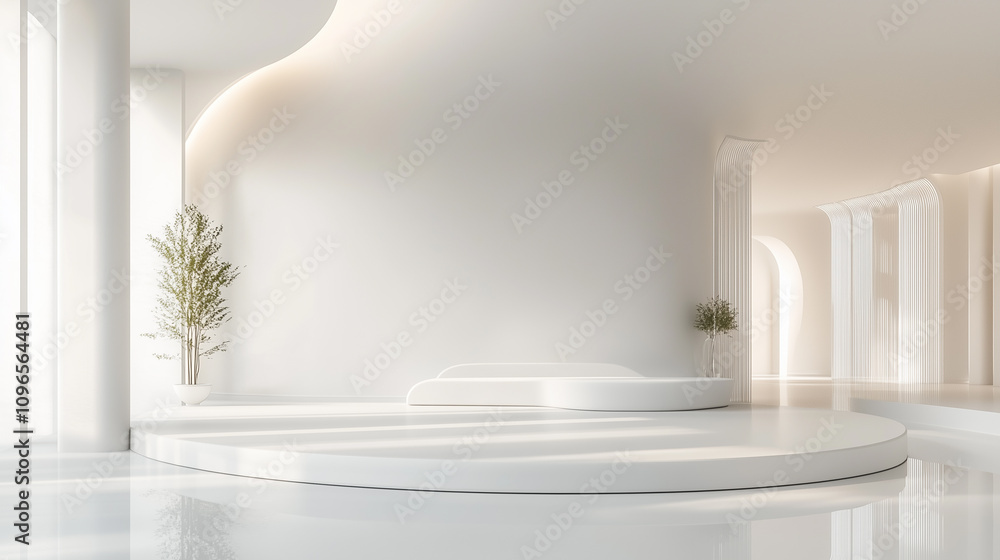 Fototapeta premium Minimalist Modern Virtual Space with Futuristic Lighting