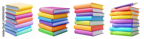 Wallpaper Mural Colorful Stacks of Books on Transparent Background Torontodigital.ca