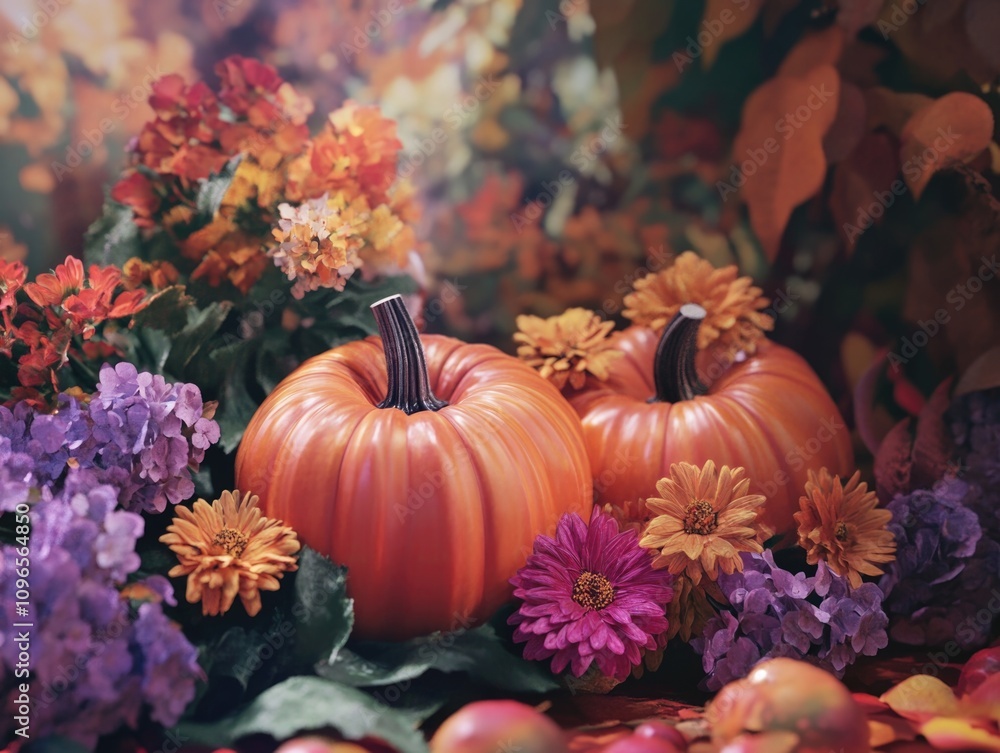 Pumpkins with flowers Pumpkins with flowers