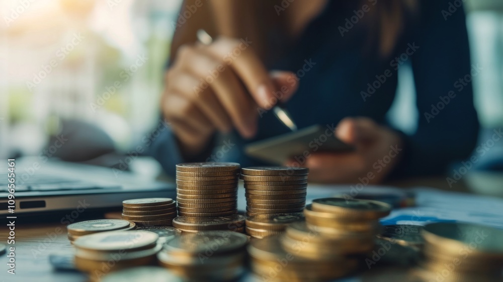Digital Wallet for Micro Investments with Coins and Smartphone Setup Digital Wallet for Micro Investments with Coins and Smartphone Setup