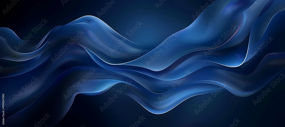 Obraz premium Bright blue geometric design with soft wavy lines creating a stylish and clean background for modern digital projects, presentations, or branding.