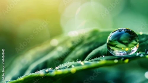 Wallpaper Mural A leaf with a drop of water on it. The water droplet is surrounded by a green leaf Torontodigital.ca