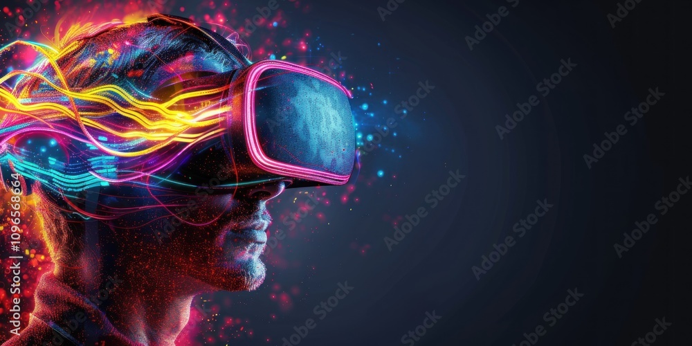 Man Immersed in Virtual Reality Man Immersed in Virtual Reality