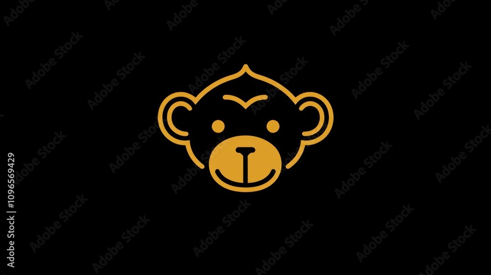 Obraz premium Monkey icon. Cartoon animal design, creative jungle illustration, adorable wildlife character, happy nature art, cute tropical forest image, funny decor style.