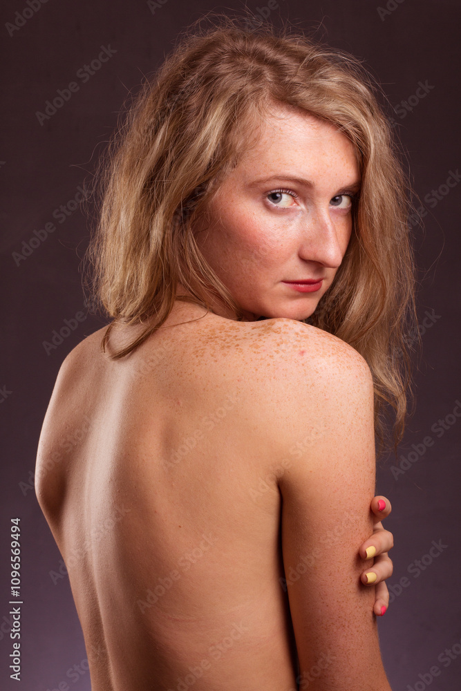 Art portrait freckle natural beauty woman. Art portrait freckle natural beauty woman.