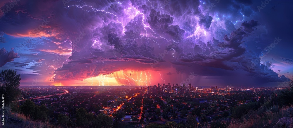 Thunderstorm over the City at Sunset Thunderstorm over the City at Sunset