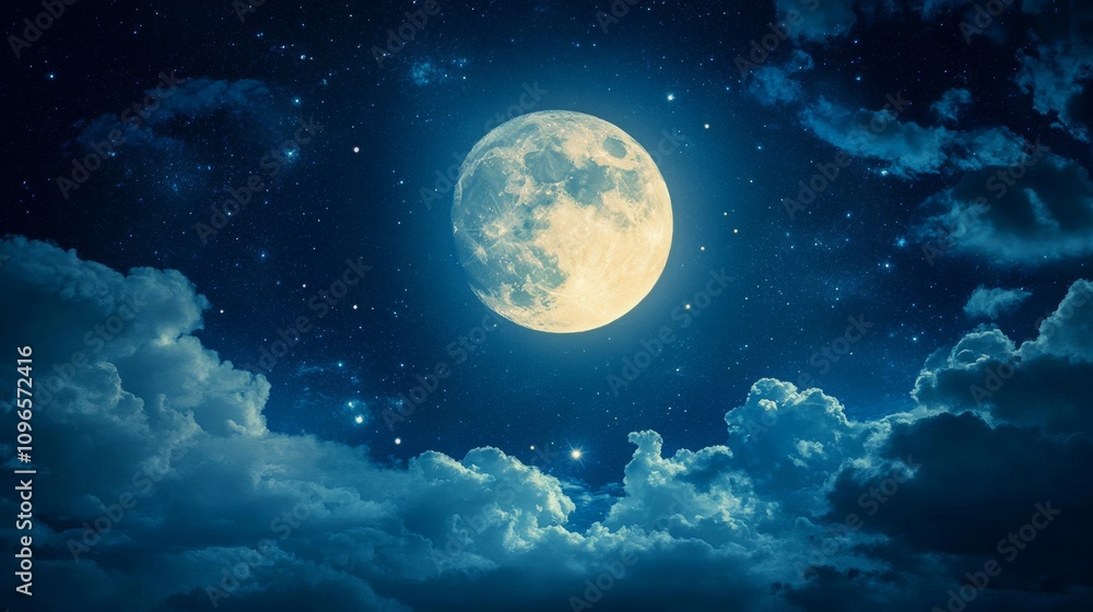 Full Moon Night Sky Clouds And Stars Full Moon Night Sky Clouds And Stars