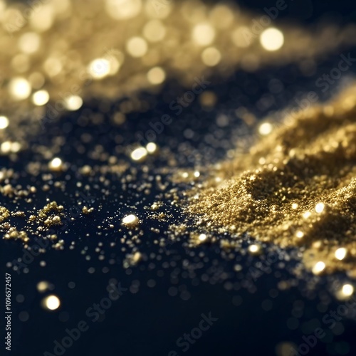 Luxury black 3D textured background with glamour gold decor. photo