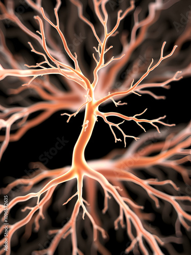 Phrenic Nerves on Black Background.3d rendering photo