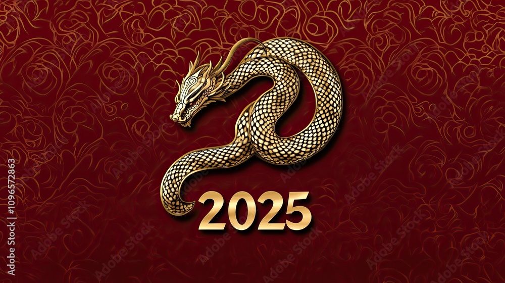 Red and gold themed Chinese New Year design with a decorative snake, symbolizing prosperity and luck. AI generated image Red and gold themed Chinese New Year design with a decorative snake, symbolizing prosperity and luck. AI generated image