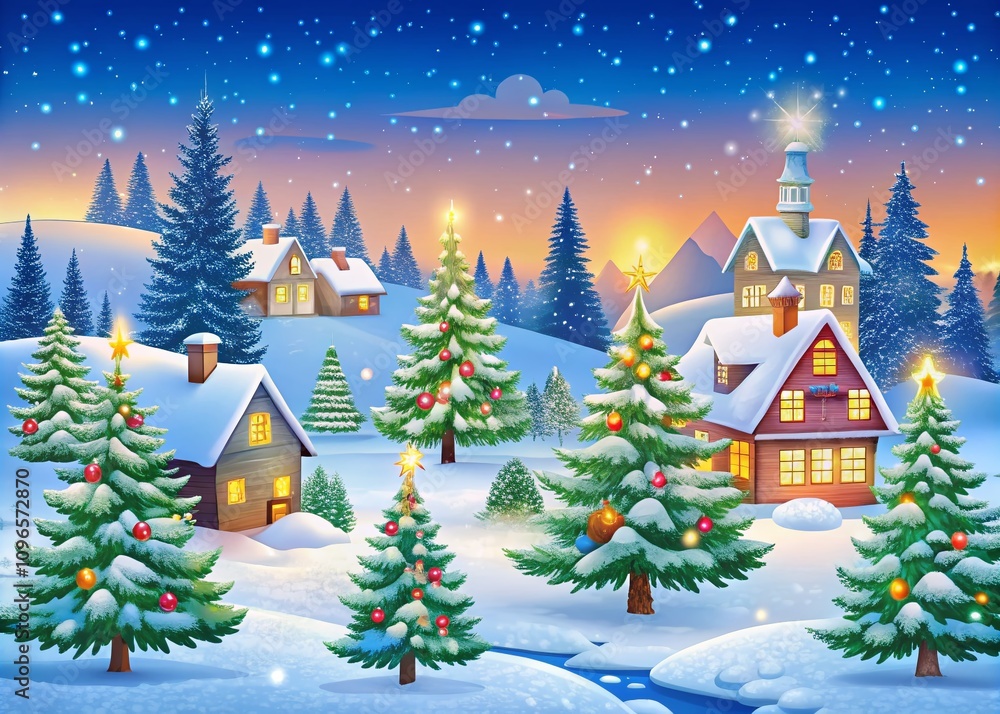 Fototapeta premium Captivating Panoramic View of Christmas Elements for Creative Editable EPS Files, Featuring Festive Decorations, Twinkling Lights, and Holiday Cheer in a Vibrant Winter Scene