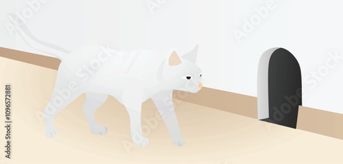 Cat and mouse in home. vector