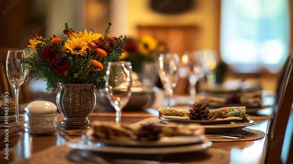 Elegant Table Setting with Floral Centerpiece for Special Occasions Elegant Table Setting with Floral Centerpiece for Special Occasions