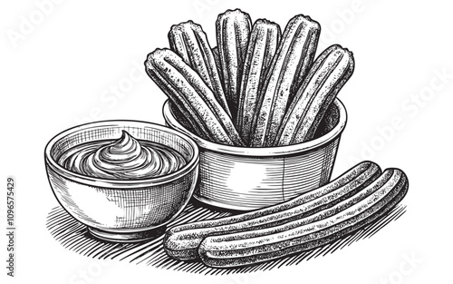 Churros sketch hand drawn drawing vector illustration