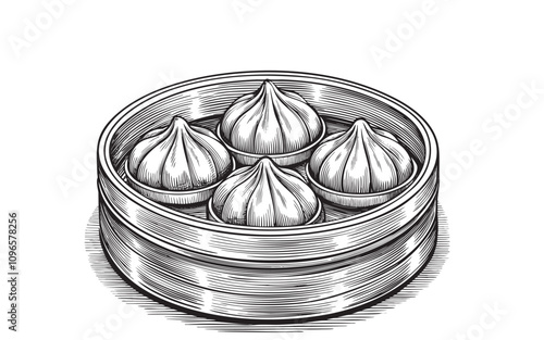 dim sum sketch hand drawn drawing vector illustration
