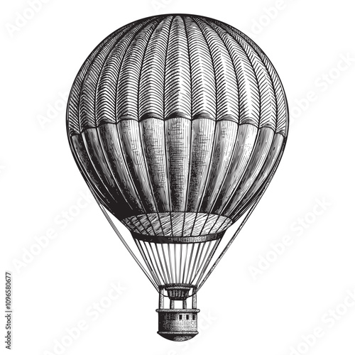 hot air balloon sketch hand drawn drawing vector illustration