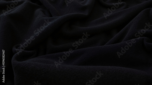 Black velvet fabric texture with soft folds and shadows