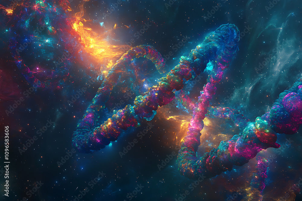 Fototapeta premium Cosmic spiral of vibrant colors and gas clouds swirling in deep space