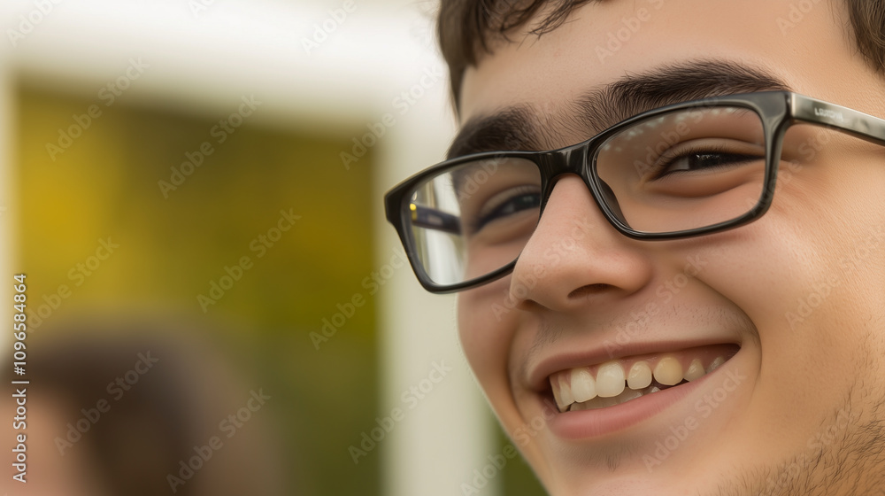 Charming Young Student Enjoys a Sunny Day at University, Showcasing His Bright Smile and Enthusiasm for Learning