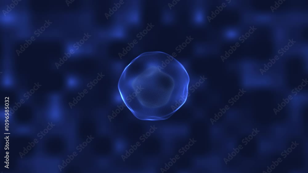 Abstract Digital Sphere with Blue Particle Grid Abstract Digital Sphere with Blue Particle Grid