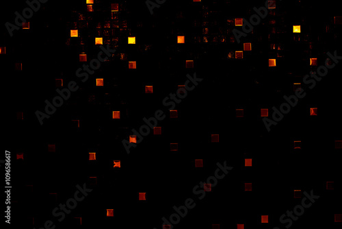 a wall of cubes in a dark room