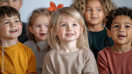 Adorable children's holiday play A heartwarming group of kids performing a festive theatrical production for their family during a joyous holiday gathering Capture the magic of family traditions