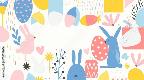 Modern Easter Background with Geometric Patterns