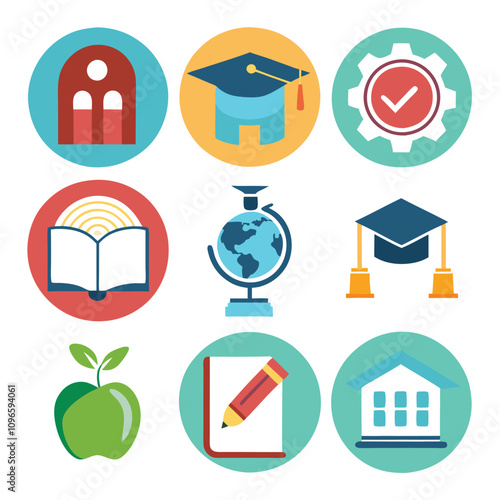 Modern collection set of educational symbols suitable for schools and online education