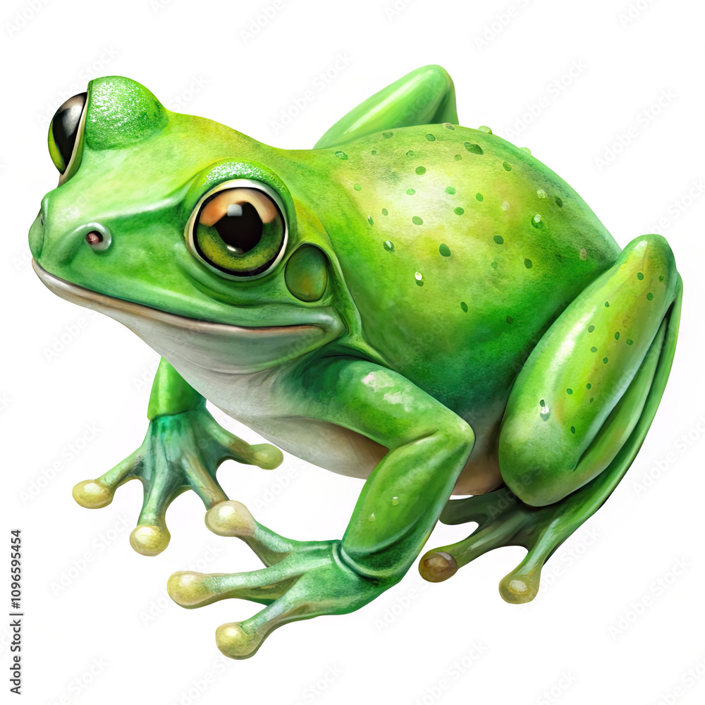 Obraz premium a green frog on white background