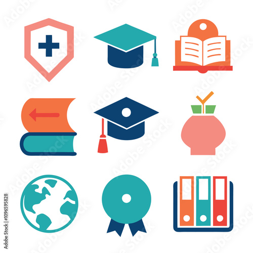 Modern collection set of educational symbols suitable for schools and online education