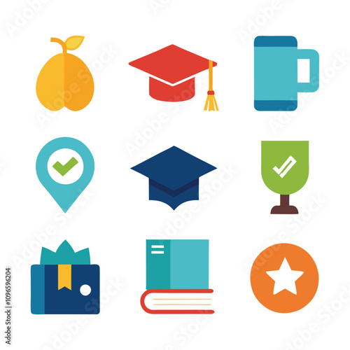 Modern collection set of educational symbols suitable for schools and online education