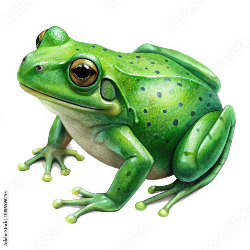 a green frog on white background photo