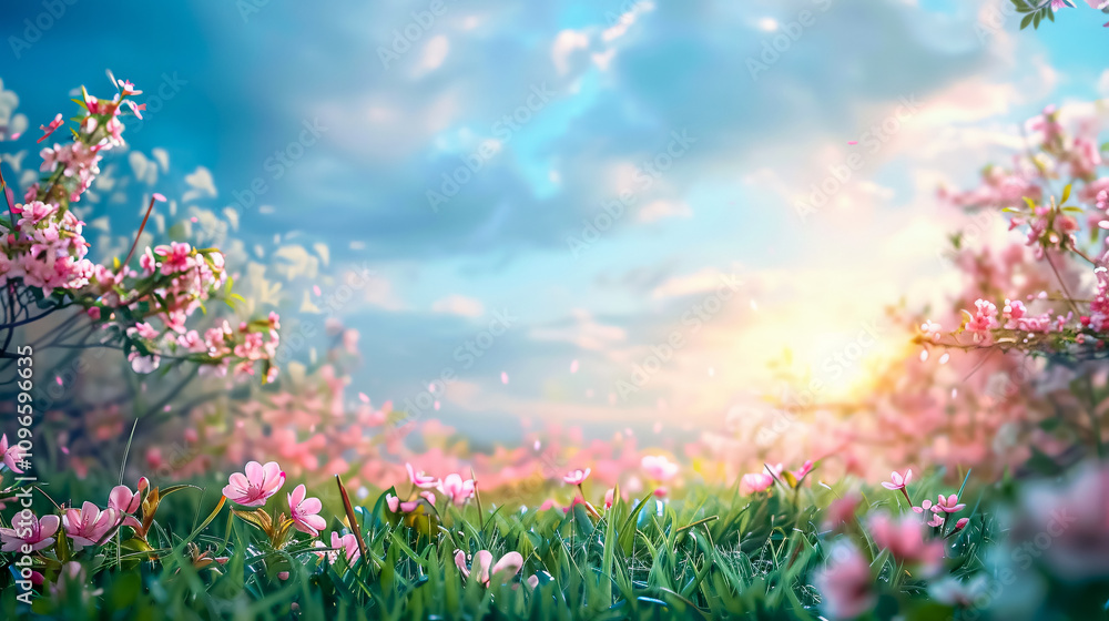 Obraz premium Spring Background: A fresh and vibrant spring-themed background, showcasing the beauty of the season.