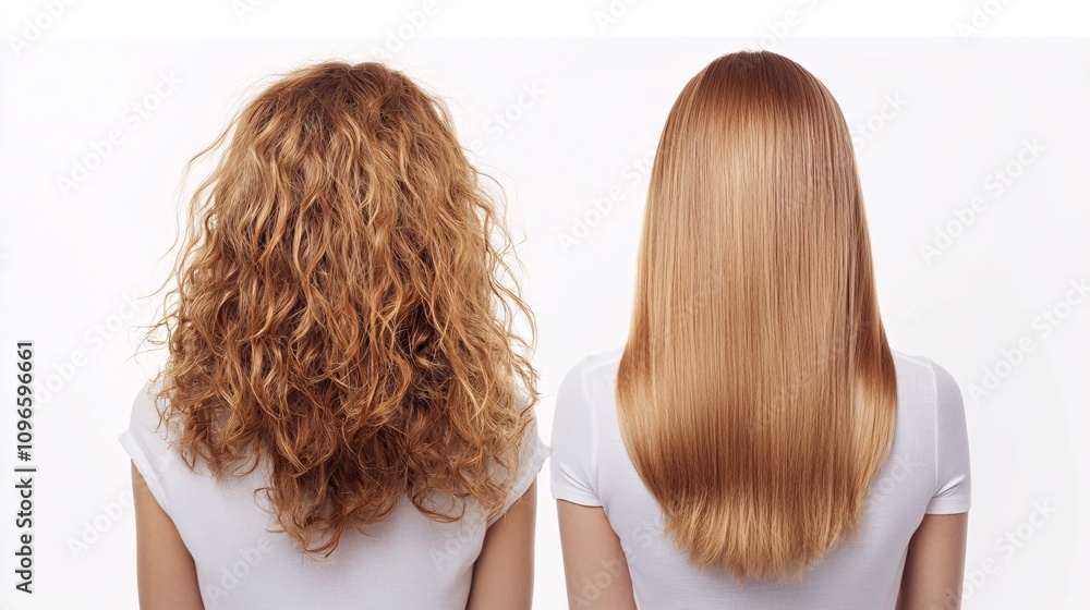 Transformation of Hair Styles from Curly to Sleek and Smooth Transformation of Hair Styles from Curly to Sleek and Smooth