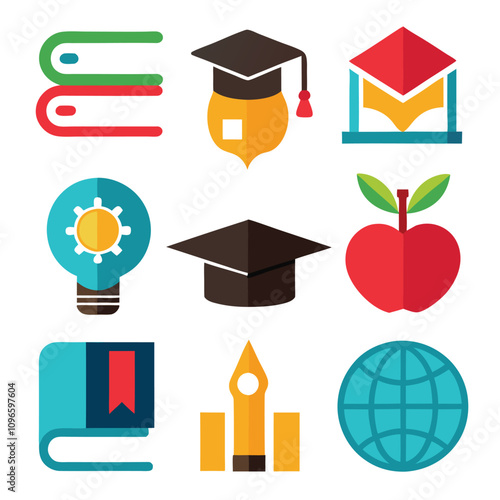 Modern collection set of educational symbols suitable for schools and online education