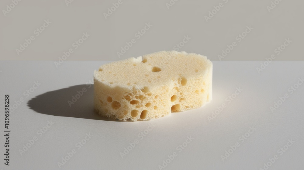Close Up Yellow Fresh Sponge on a Neutral Background Close Up Yellow Fresh Sponge on a Neutral Background
