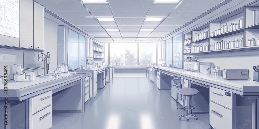 Sterile Biotech Laboratory with Automated Machines Producing Medical Products Sterile Biotech Laboratory with Automated Machines Producing Medical Products