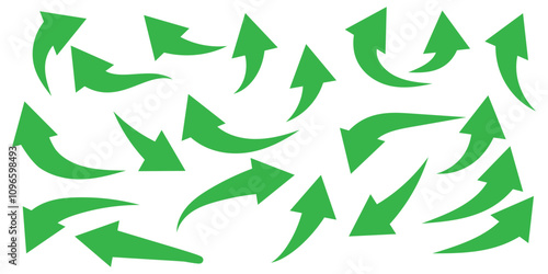 Sharp curved arrow icon. Black rounded arrow. Direction pointer pointing down