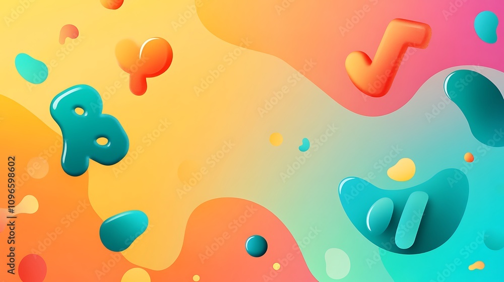 Abstract colorful background with playful shapes and vibrant gradients. Abstract colorful background with playful shapes and vibrant gradients.