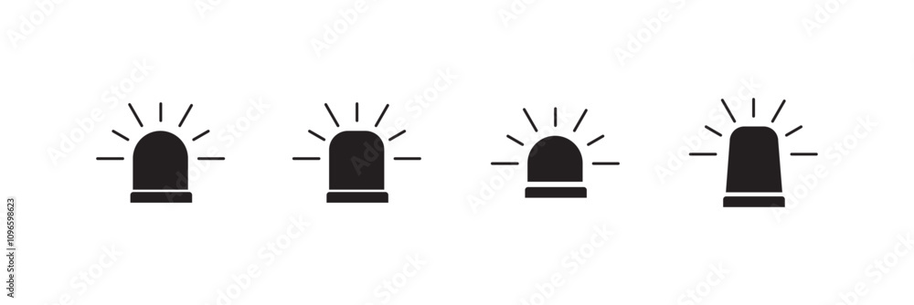 Emergency siren lamp icon set. Alarm lamps vector icons. Emergency siren lamp icon set. Alarm lamps vector icons.